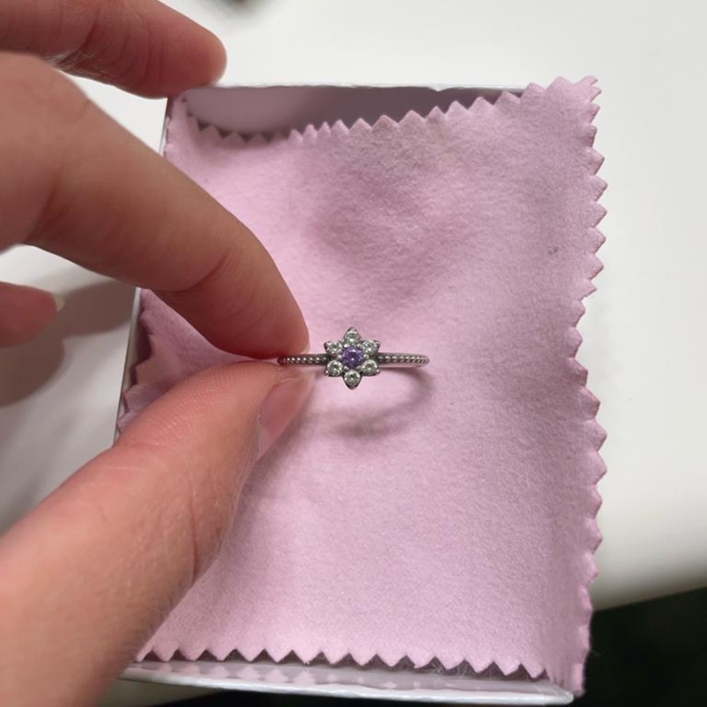 Pandora Forget Me Not, Purple & Clear CZ Ring